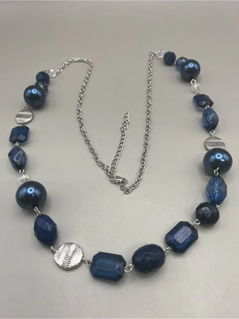 Blue Beaded Statement Necklace - Unbranded